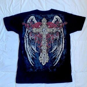 Y2K MENS BAGGY WINGS & CROSS T-SHIRT